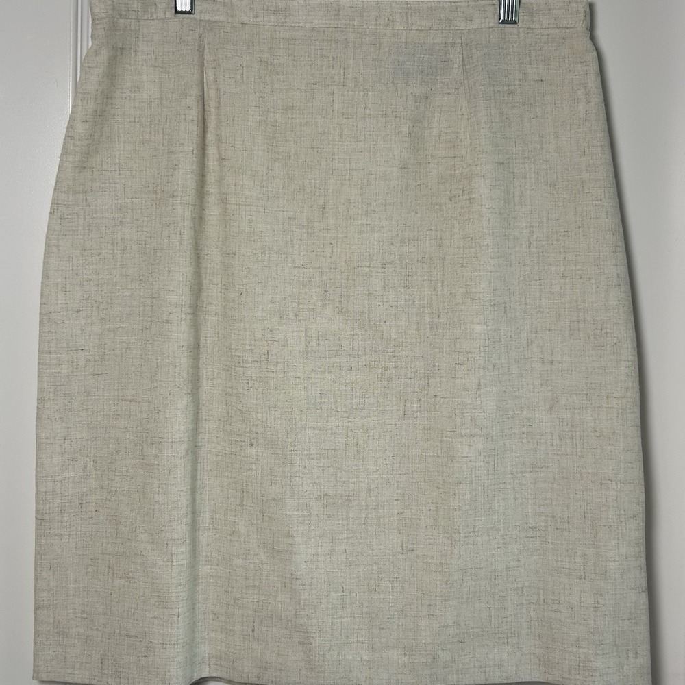 Sag Harbor Linen Blend Natural Oatmeal Pencil Skirt Quiet Luxury Old Money Style